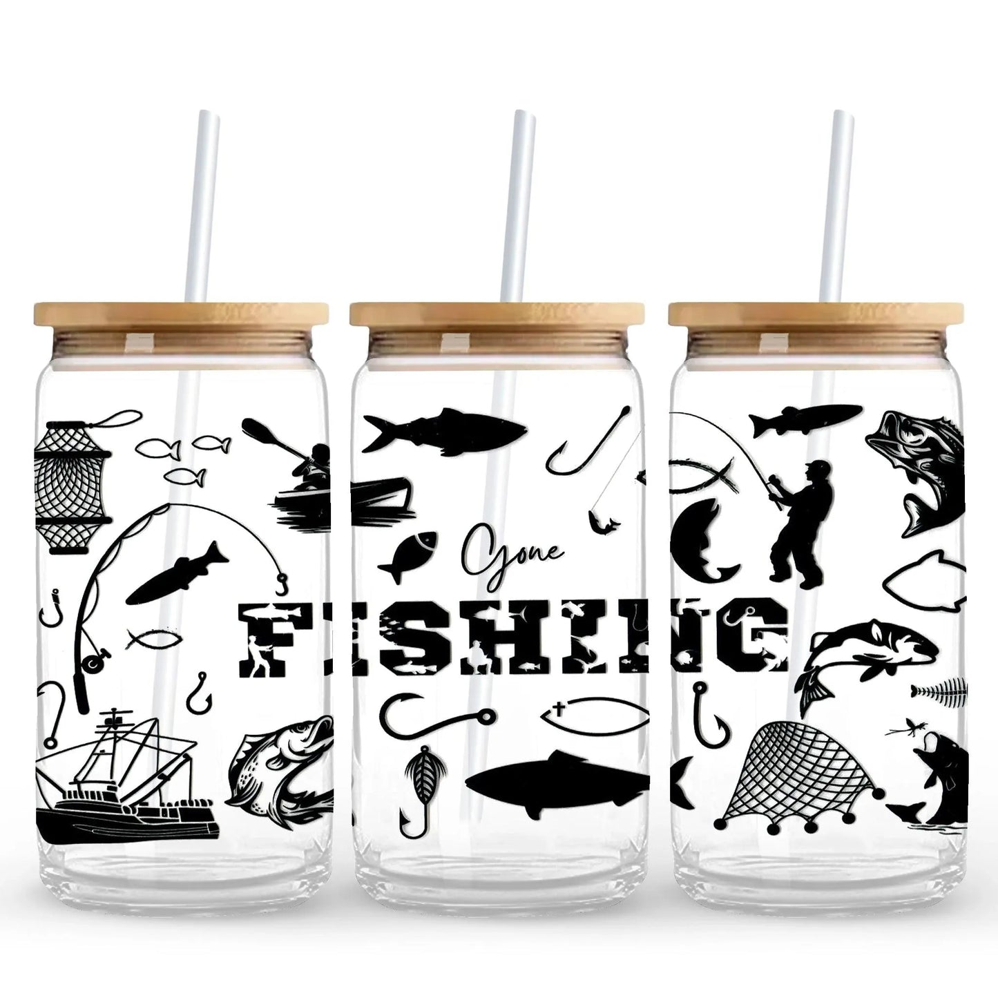 Master Maker Crafts -  UV DTF Wrap Only - Gone Fishing 9.7" x 4.3" (Cup NOT Included)