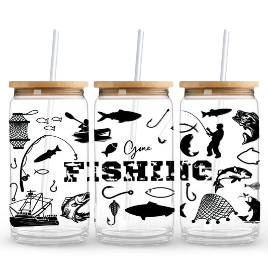 Master Maker Crafts -  UV DTF Wrap Only - Gone Fishing 9.7" x 4.3" (Cup NOT Included)