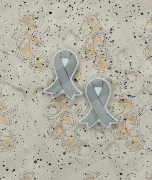 Awareness - Gray Awareness Ribbon Silicone Focal