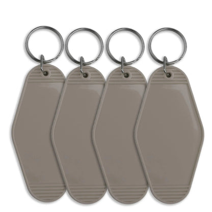 Master Maker Crafts -  Retro Motel Keychain with Silver Ring - Gray (4 per Set)