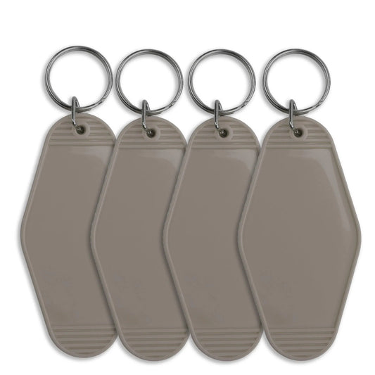 Master Maker Crafts -  Retro Motel Keychain with Silver Ring - Gray (4 per Set)