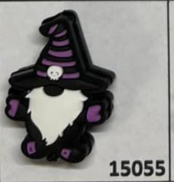 Halloween  Gnome with Purple and Black Witch Hat Silicone Focal 15055
