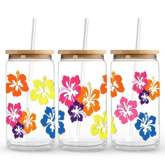 Master Maker Crafts -  UV DTF Wrap Only - Hawaiian Flowers 9.7" x 4.3" (Cup NOT Included)