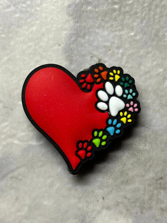 0057 - Animal - Dog - Heart Paw Silicone Focal