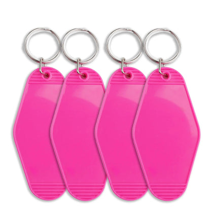 Master Maker Crafts -  Retro Motel Keychain with Silver Ring - Hot Pink (4 per Set)