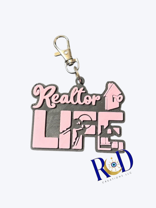 Realtor Life Ready to Ship NFC Weblink Keychain -3D Printed Social Media Scan Tag for Content Creators and Businesses