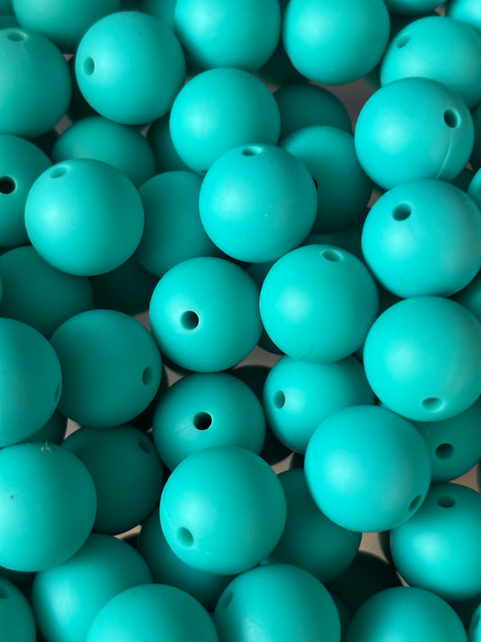 15mm Solid Turquoise Silicone Bead #1