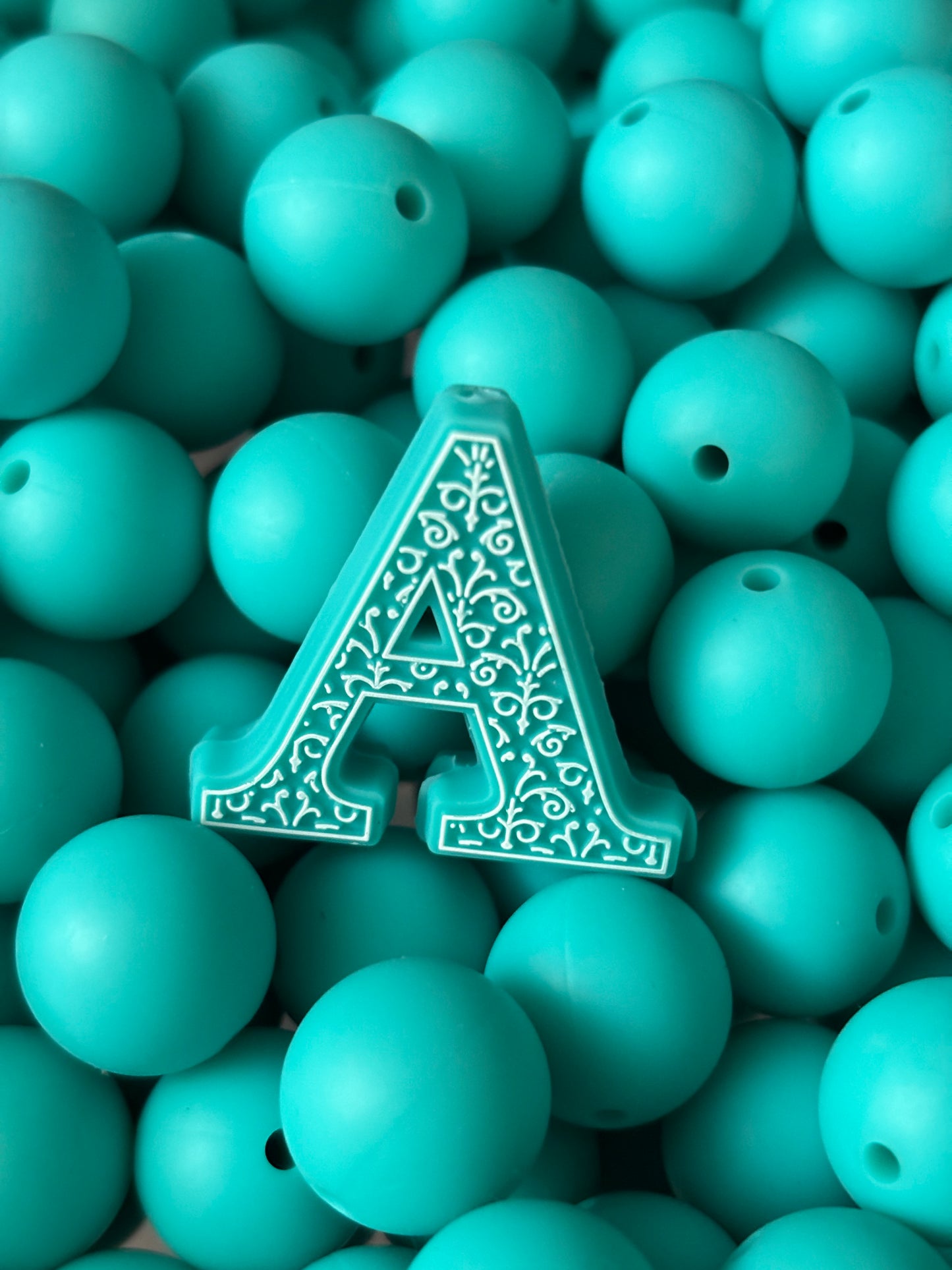 15mm Solid Turquoise Silicone Bead #1