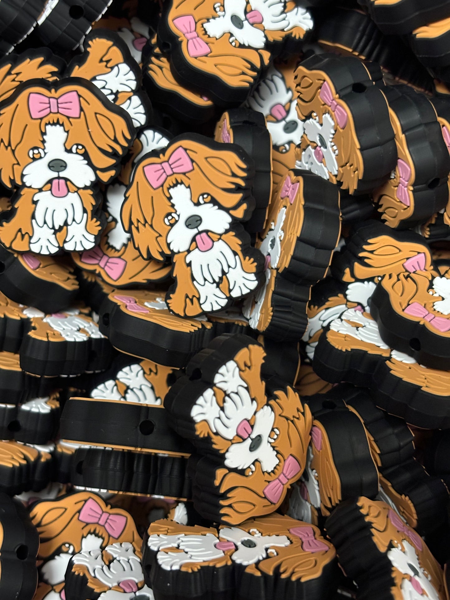 0080 - Animal - Dog - Shih Tzu Brown Girl Silicone Focal