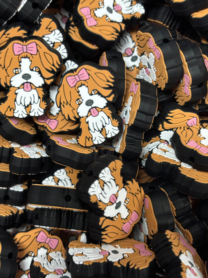 0080 - Animal - Dog - Shih Tzu Brown Girl Silicone Focal