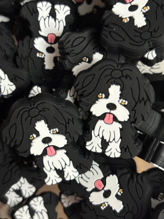 0077 - Animal - Dog - Shih Tzu Black Boy Silicone Focal