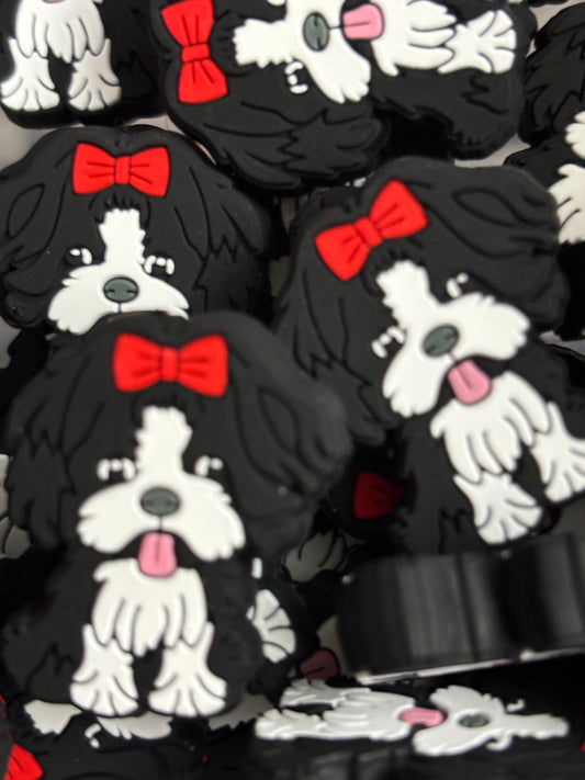 0078 - Animal - Dog - Shih Tzu Black Girl Silicone Focal