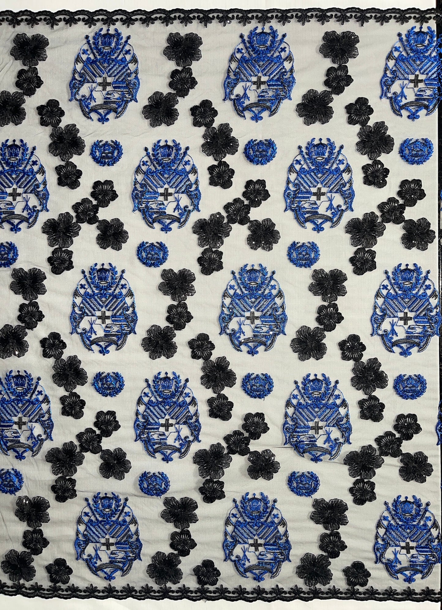 Black Hibiscus Flowers Tonga Seal Lace | Islands Fabric