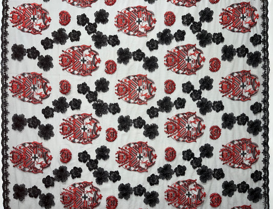 Black Hibiscus Flowers Tonga Seal Lace | Islands Fabric