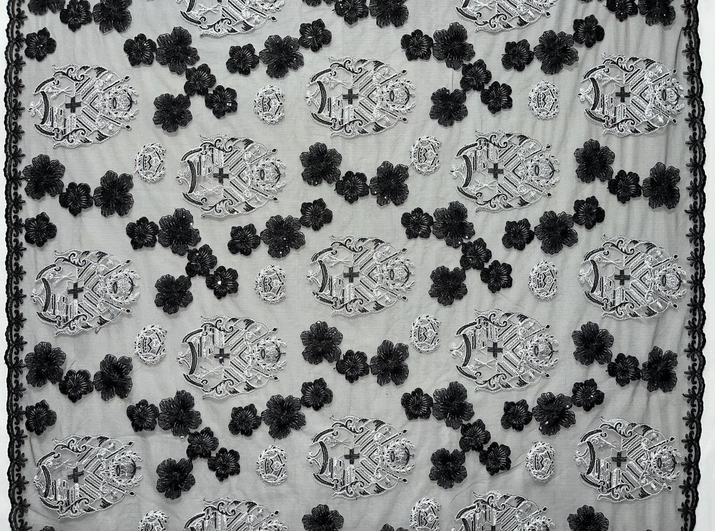 Black Hibiscus Flowers Tonga Seal Lace | Islands Fabric
