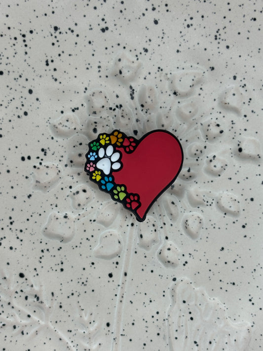 0057 - Animal - Dog - Heart Paw Silicone Focal