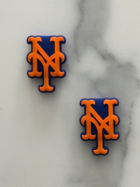 Baseball - New York Mets Silicone Focal - Bead Sister Collab - 5 Count