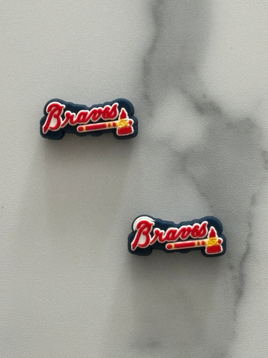 Baseball - Atlanta Braves Silicone Focal - Bead Sister Collab - 5 Count
