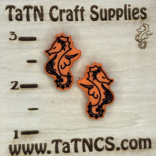 Animal - Seahorse Orange Silicone Focal 0181 - 3 Count