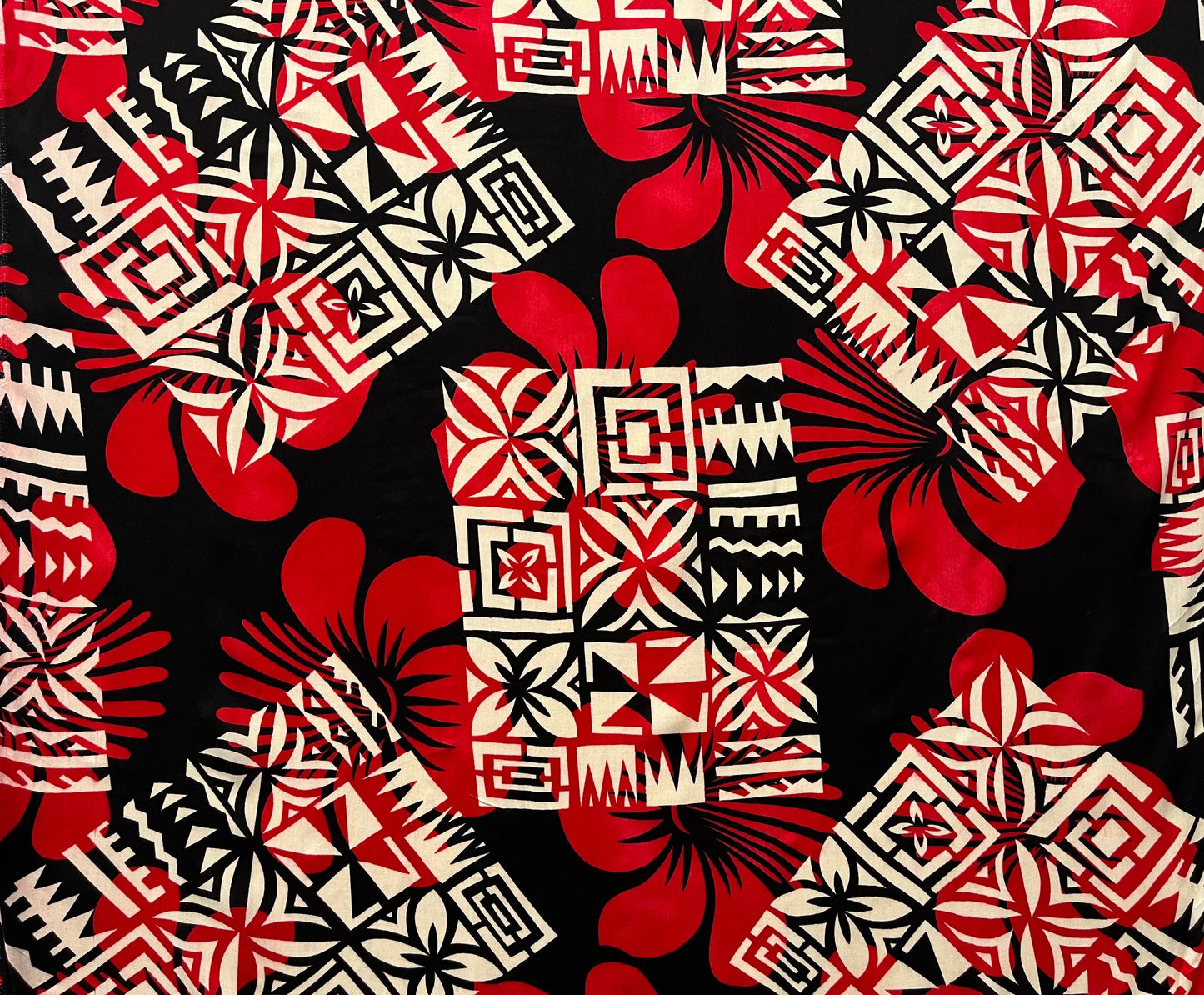 Hibiscus Geometric Floral Design Fabric | Rayon