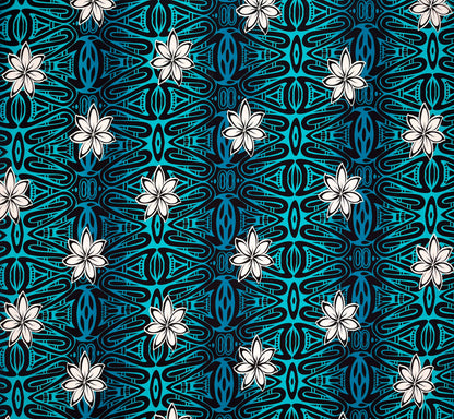 Tiare Polynesian Geometric design Fabric | Cotton
