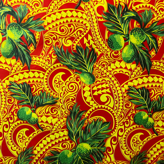 Longan, Traditional Tattoo Background Poly Cotton Fabric | Islands Fabric