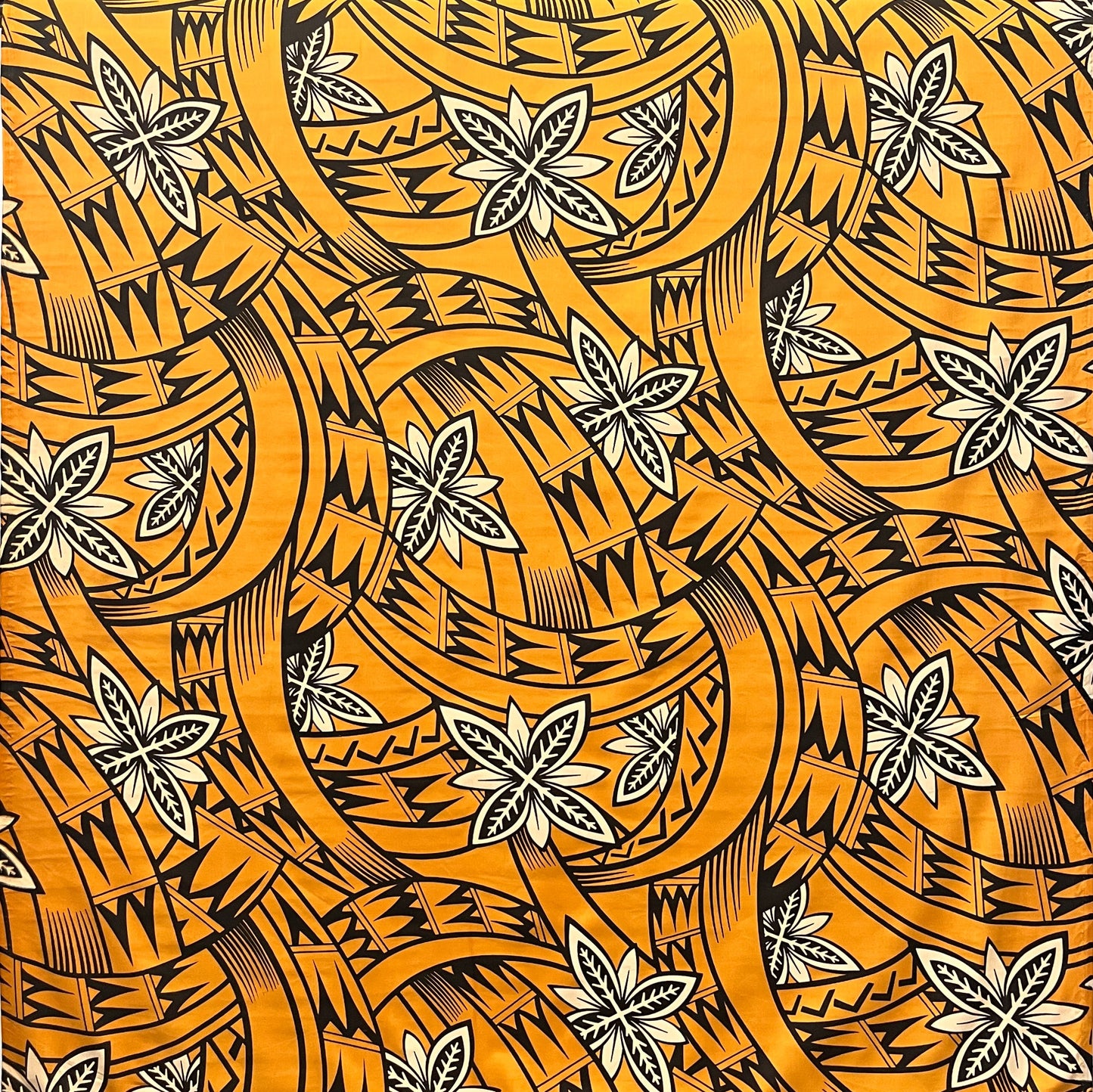 Floral Traditional Polynesian Tattoo Background Poly Cotton Fabric | Islands Fabric