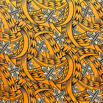 Floral Traditional Polynesian Tattoo Background Poly Cotton Fabric | Islands Fabric