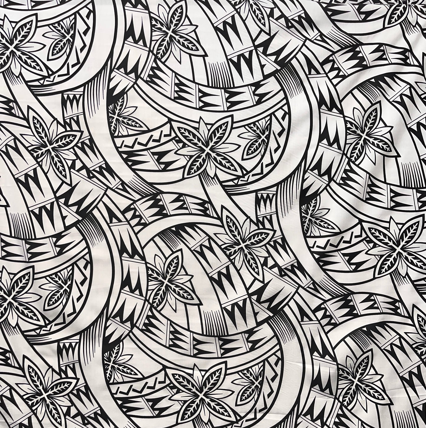 Floral Traditional Polynesian Tattoo Background Poly Cotton Fabric | Islands Fabric