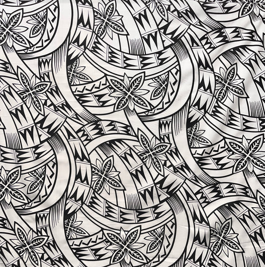 Floral Traditional Polynesian Tattoo Background Poly Cotton Fabric | Islands Fabric