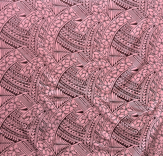Hibiscus Traditional Polynesian Tattoo Poly Cotton Fabric | Islands Fabric