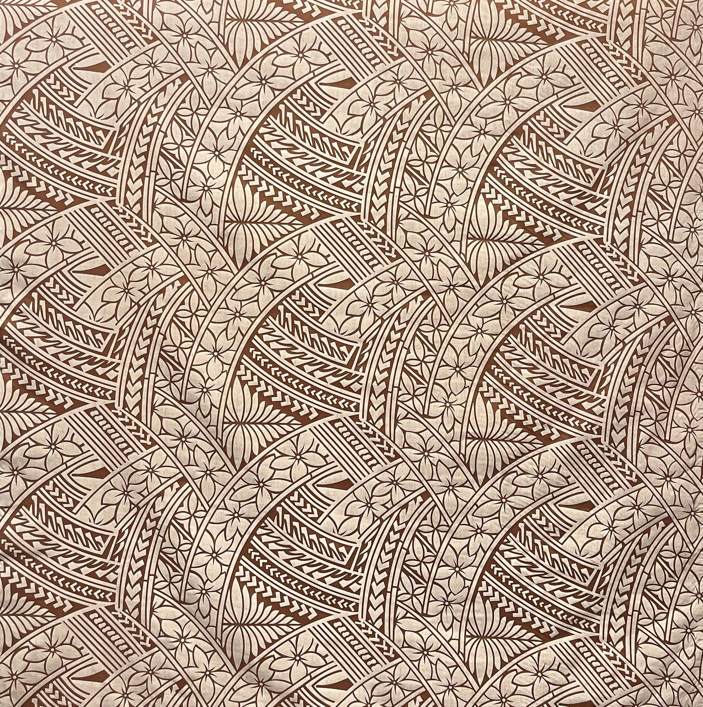 Hibiscus Traditional Polynesian Tattoo Poly Cotton Fabric | Islands Fabric