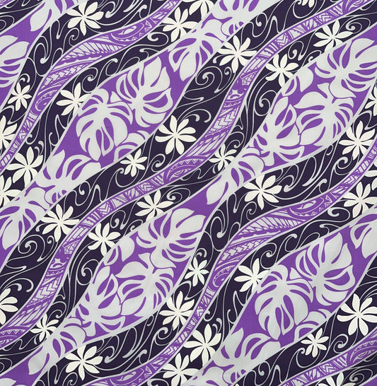 Tiare Monstera Traditional Tattoo Poly Cotton Fabric | Islands Fabric