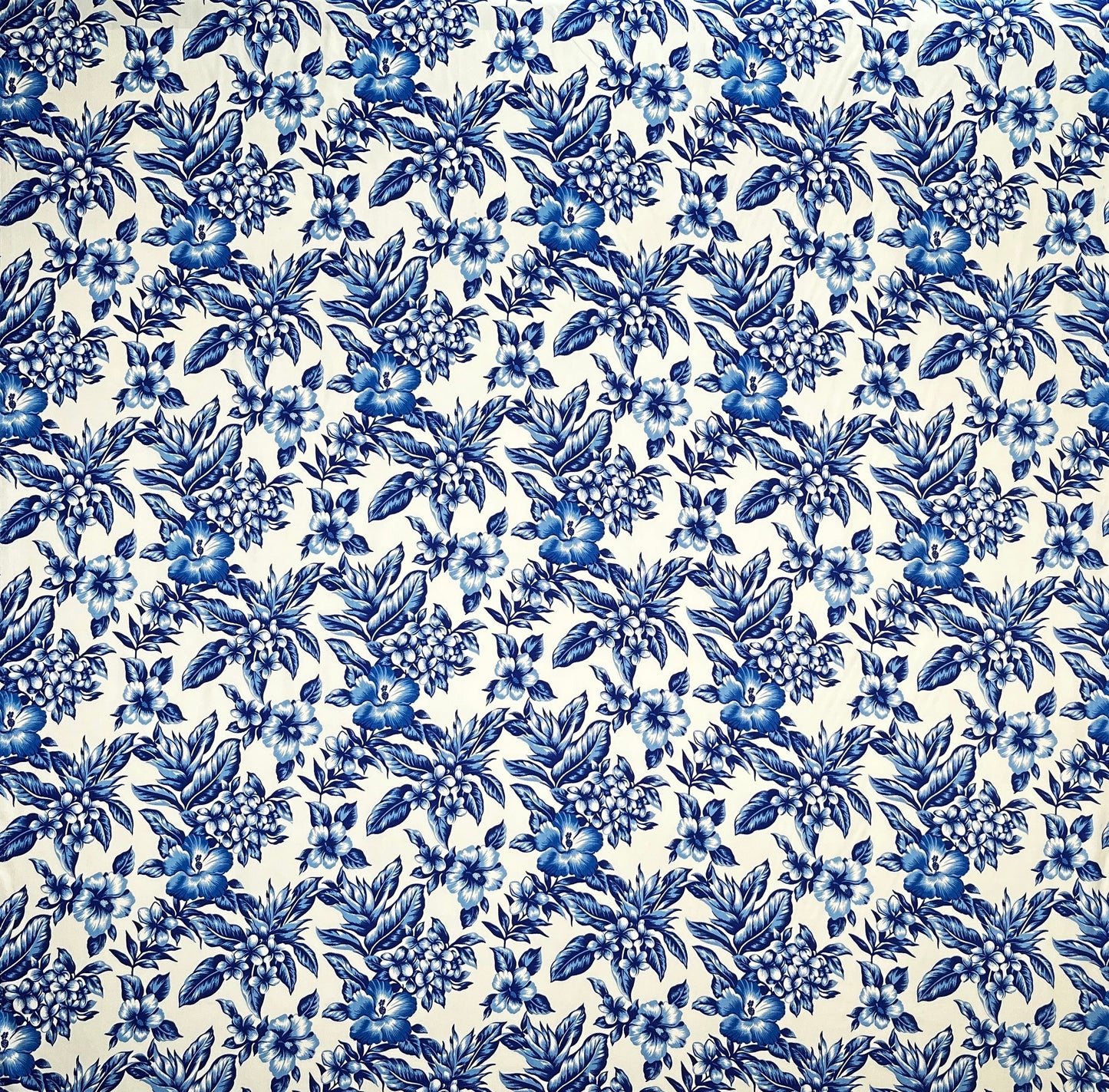 All Over Hibiscus Plumeria Tropical Leaves Rayon Poplin Fabric | Islands Fabric