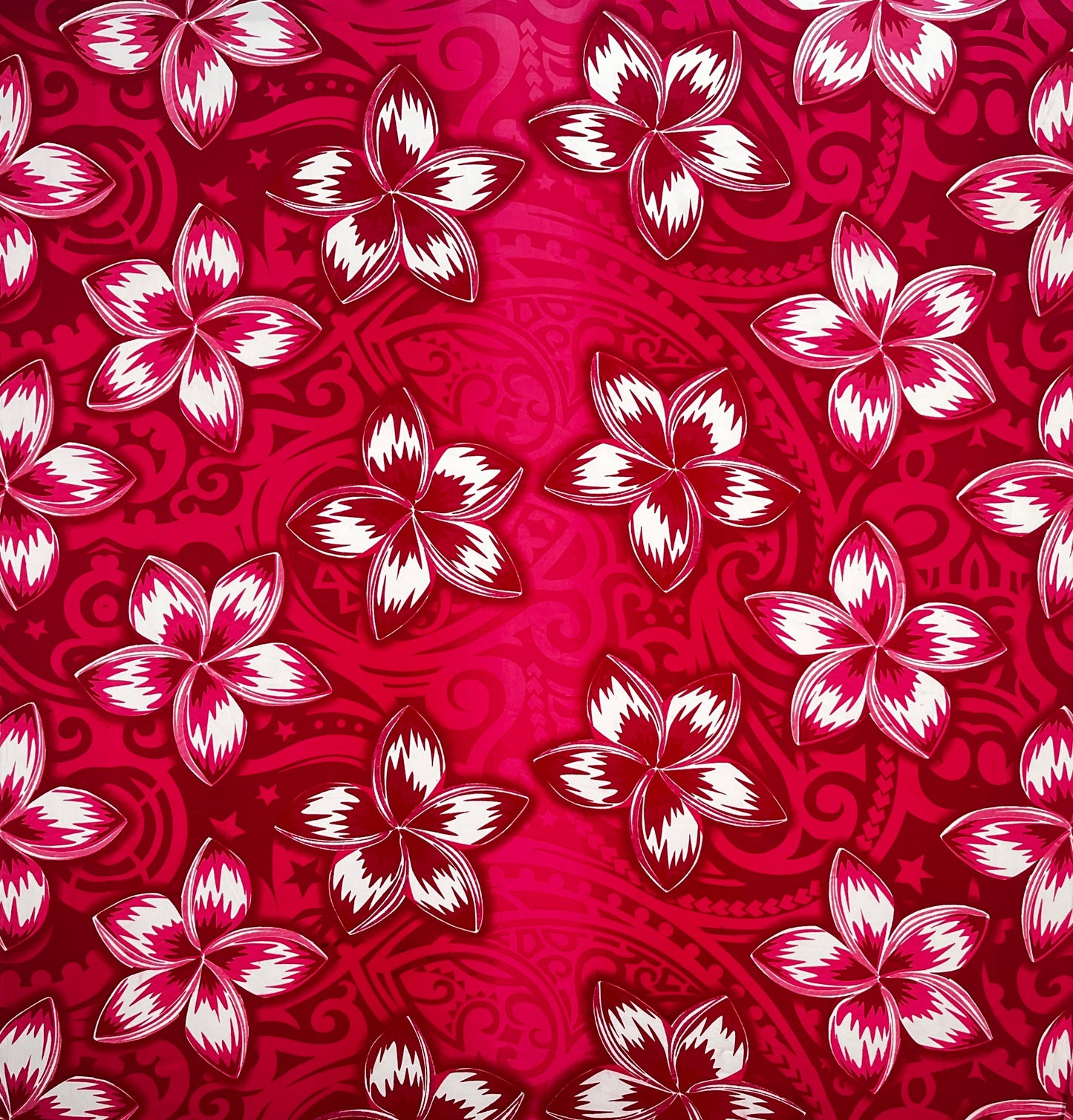 Plumeria Traditional Tattoo background Peachskin Fabric | Islands Fabric