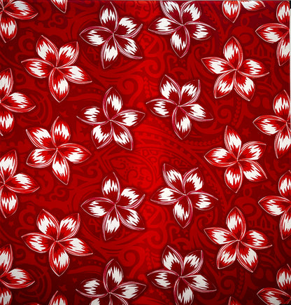 Plumeria Traditional Tattoo background Peachskin Fabric | Islands Fabric