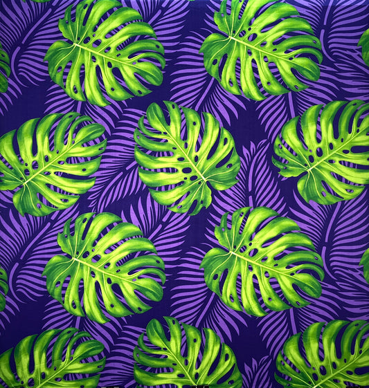 Monstera Dypsis Lutescens Leaves Peachskin Fabric | Islands Fabric