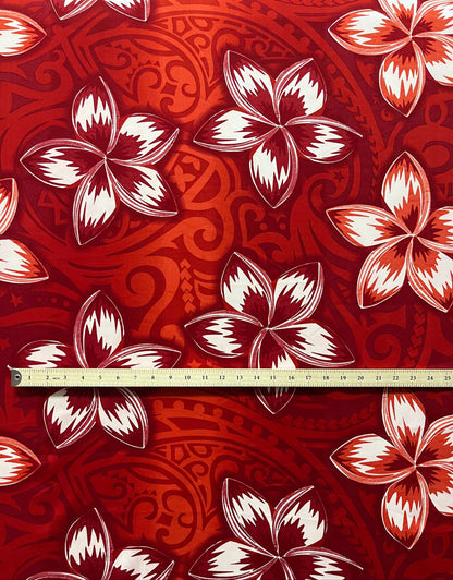 Plumeria Traditional Tattoo background Peachskin Fabric | Islands Fabric