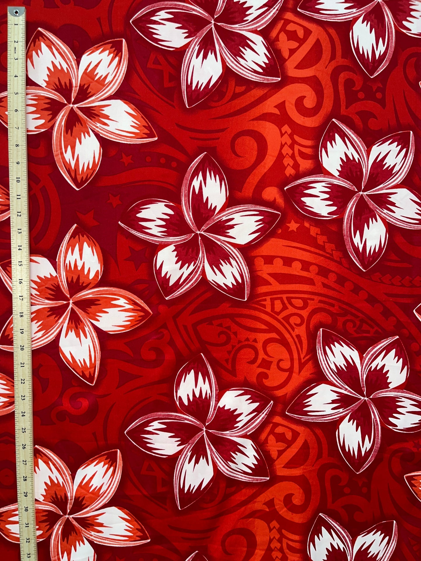 Plumeria Traditional Tattoo background Peachskin Fabric | Islands Fabric
