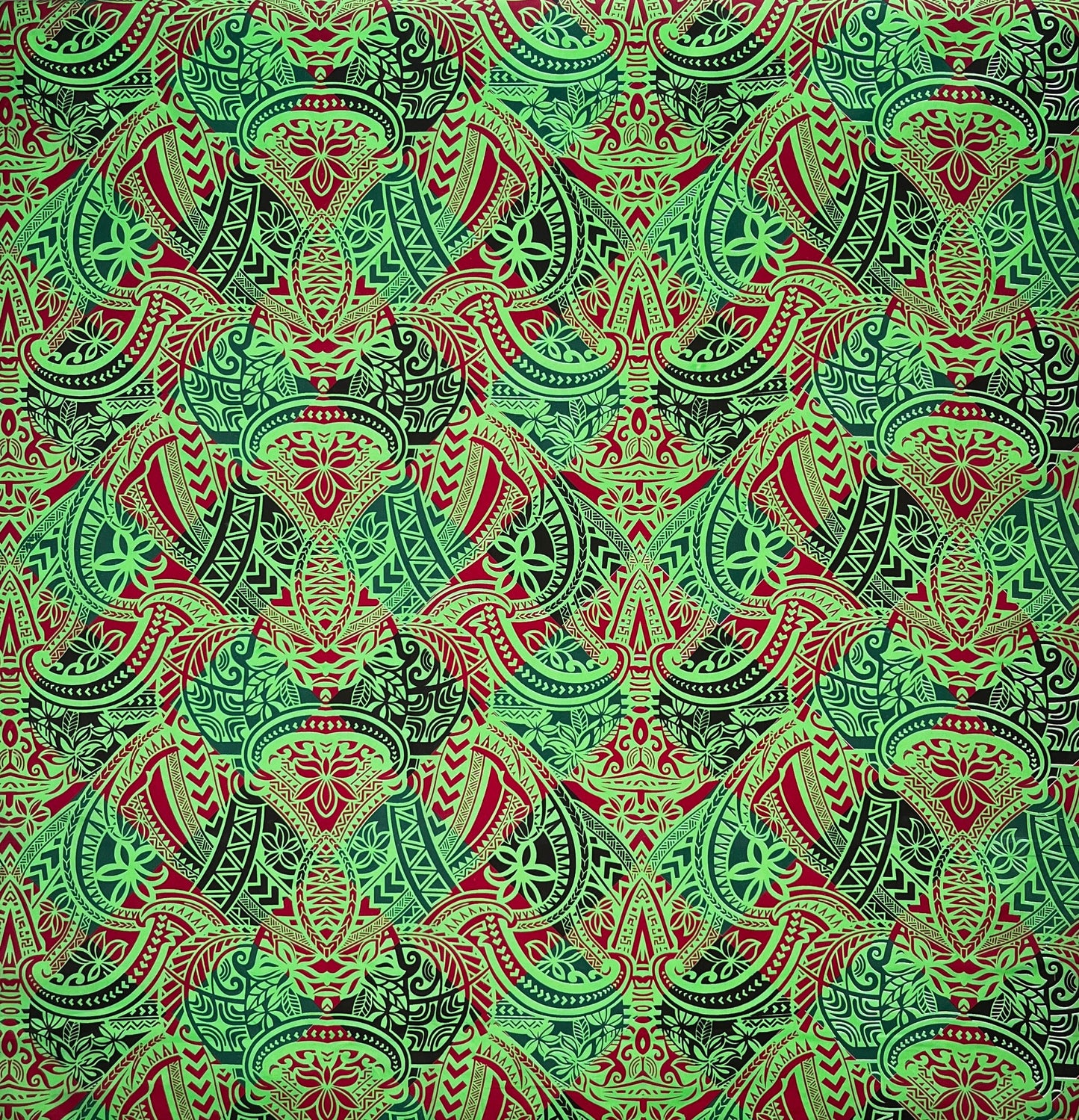 Traditional Polynesian Tattoo All Over design Peachskin Fabric | Islands Fabric