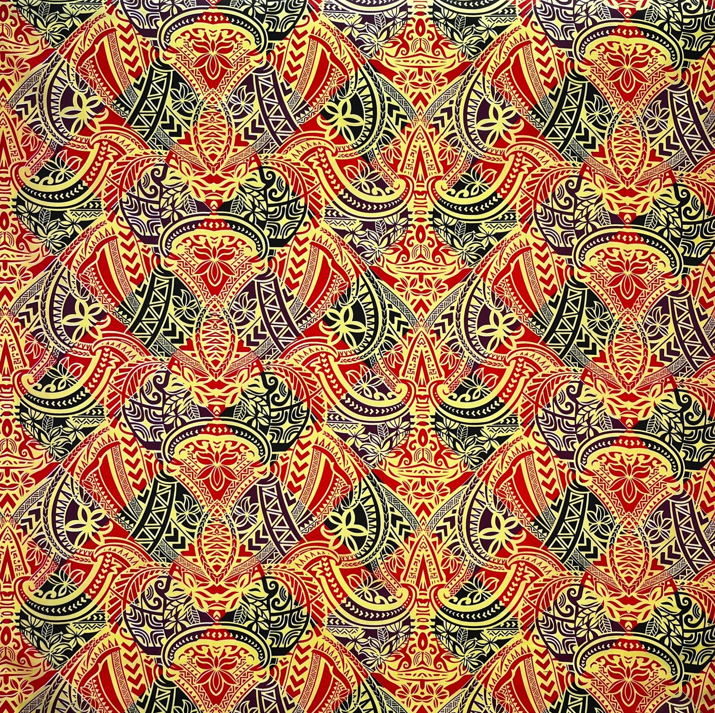 Traditional Polynesian Tattoo All Over design Peachskin Fabric | Islands Fabric