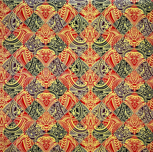 Traditional Polynesian Tattoo All Over design Peachskin Fabric | Islands Fabric