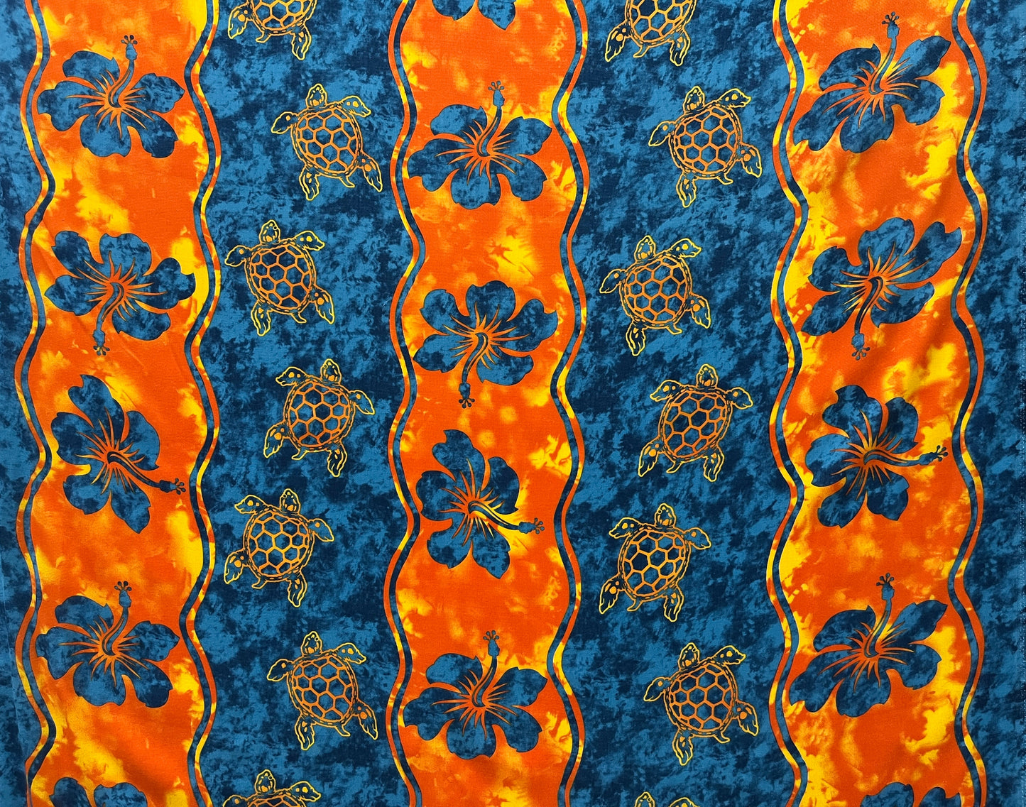 Hibiscus, Sea Turtle Rayon Challis Fabric | Islands Fabric