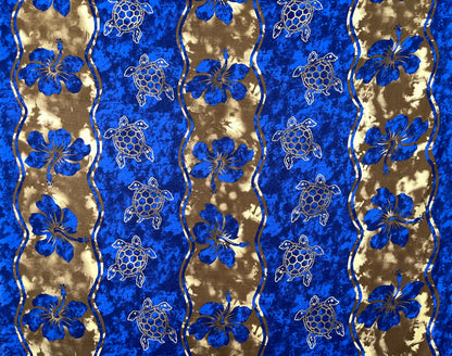 Hibiscus, Sea Turtle Rayon Challis Fabric | Islands Fabric