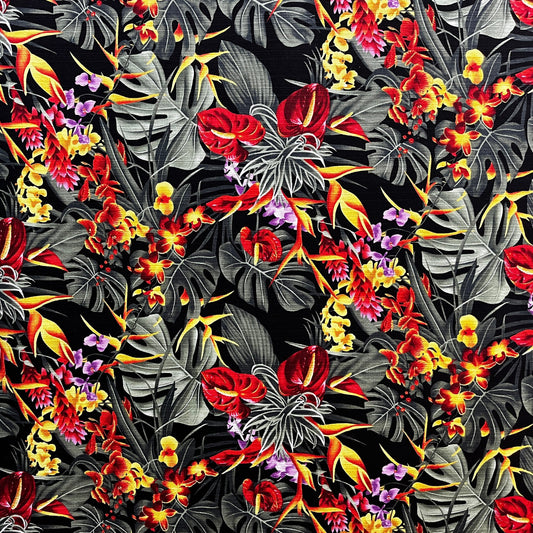 Hawaiian Tropical Garden Light Barkcloth Fabric | Islands Fabric