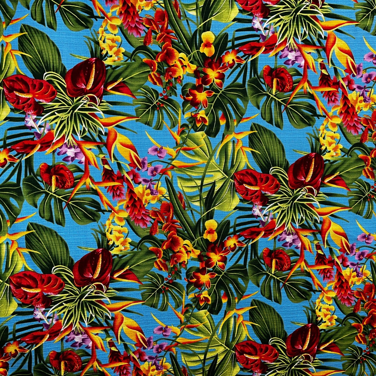 Hawaiian Tropical Garden Light Barkcloth Fabric | Islands Fabric