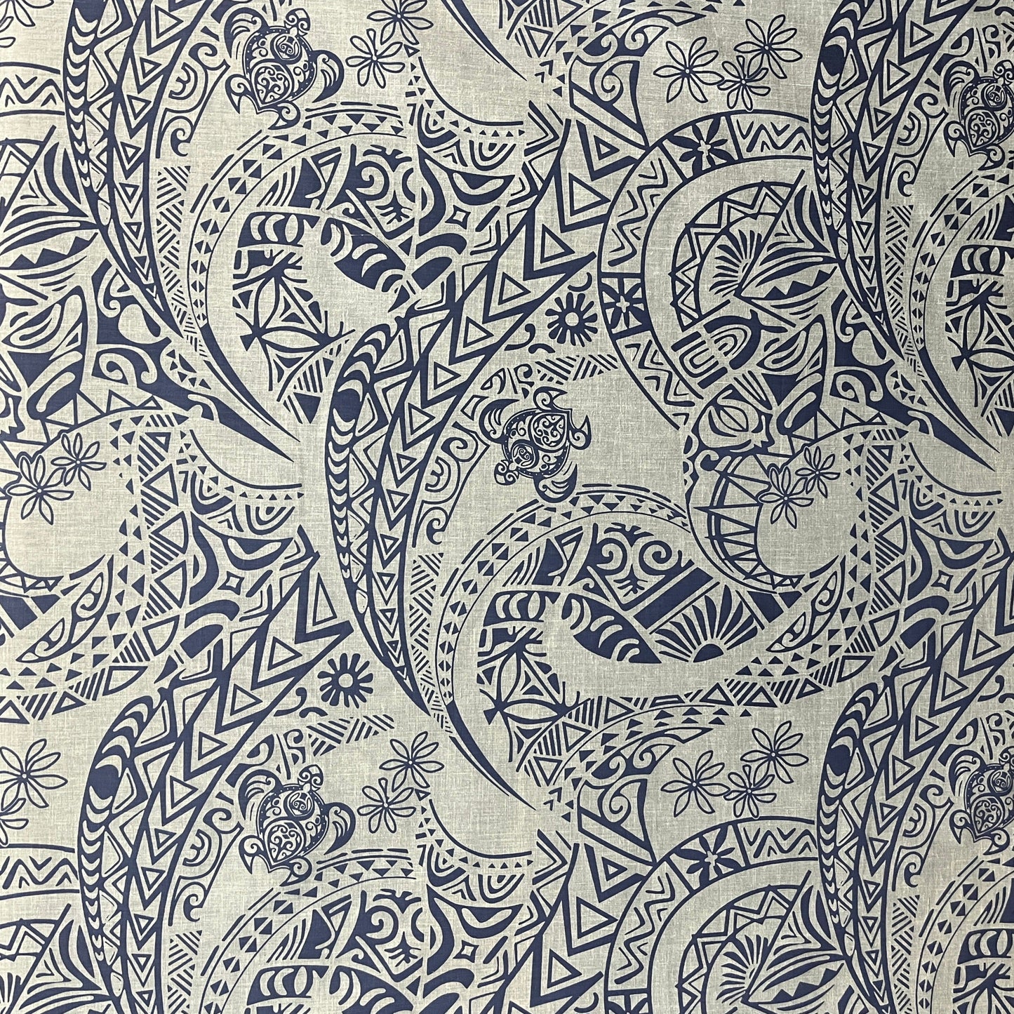 Tribal Tattoo w/Turtles Fabric | Chambray (Denim Look)