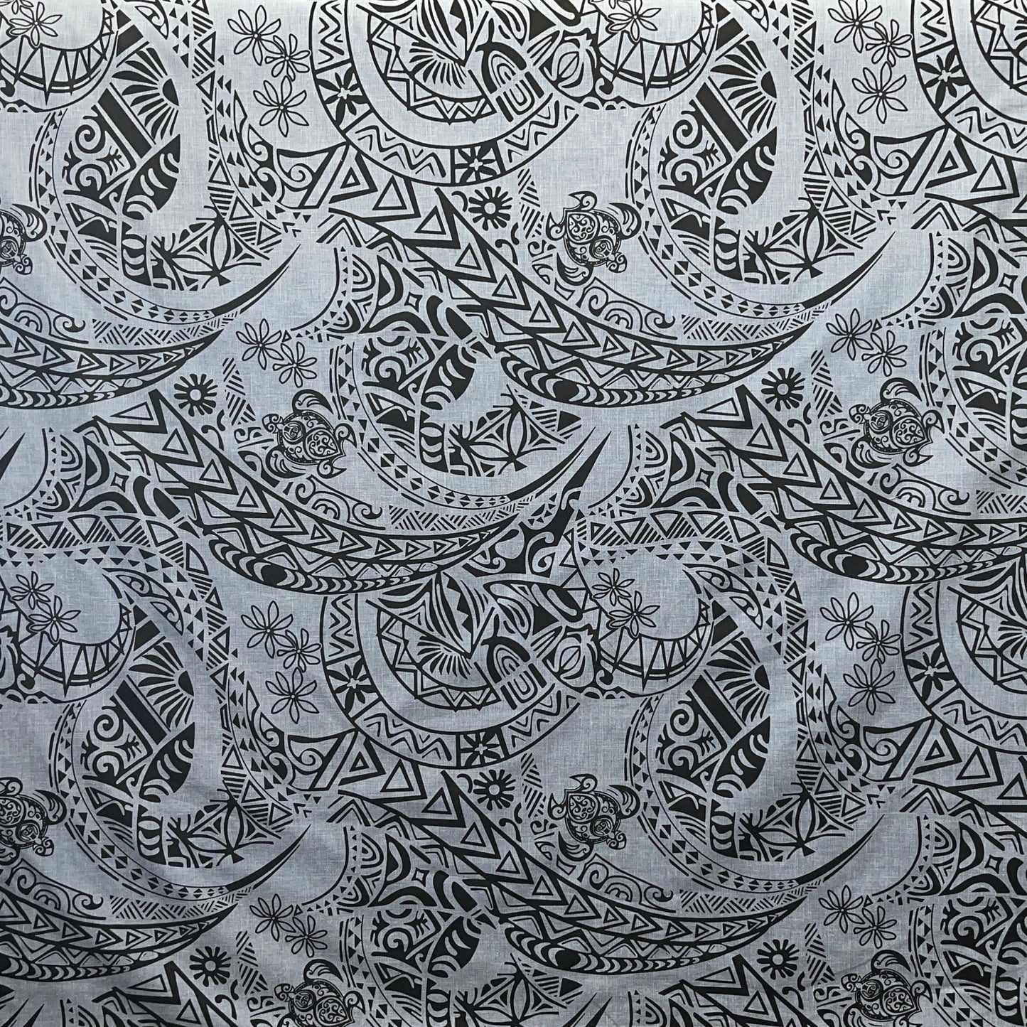 Tribal Tattoo w/Turtles Fabric | Chambray (Denim Look)