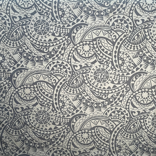 Traditional Tattoo Polynesian Chambray (Denim Look) Fabric | Islands Fabric