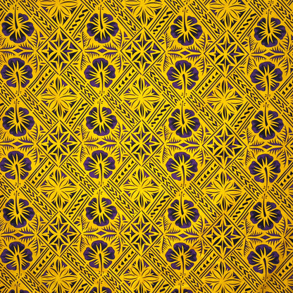 Traditional Tapa Hibiscus Cotton Fabric | Islands Fabric